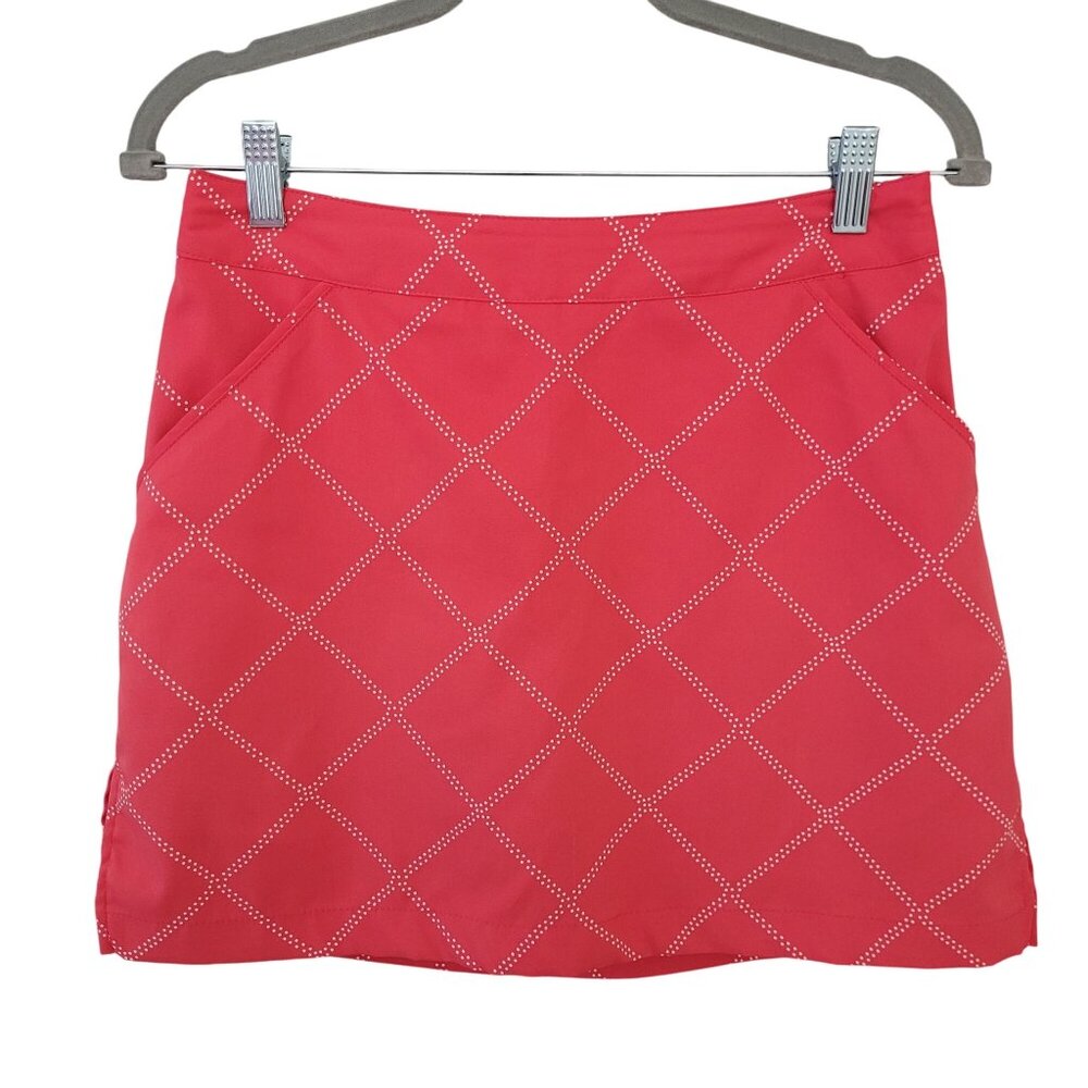 Coral Bay Golf Diamond Pattern Skort Size 4P Pink Pockets Side Zip Golf Tennis